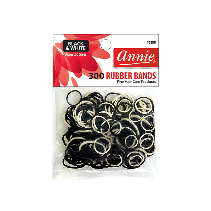 Annie Rubber Bands White, 300/PK, Pack of 3